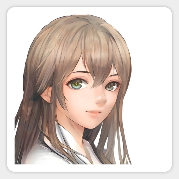 Beautiful brown hair waifu anime high school girl Sticker by animegirlnft